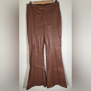 Avec Les Filles faux brown leather flare pants sz M NWOT hippie boho